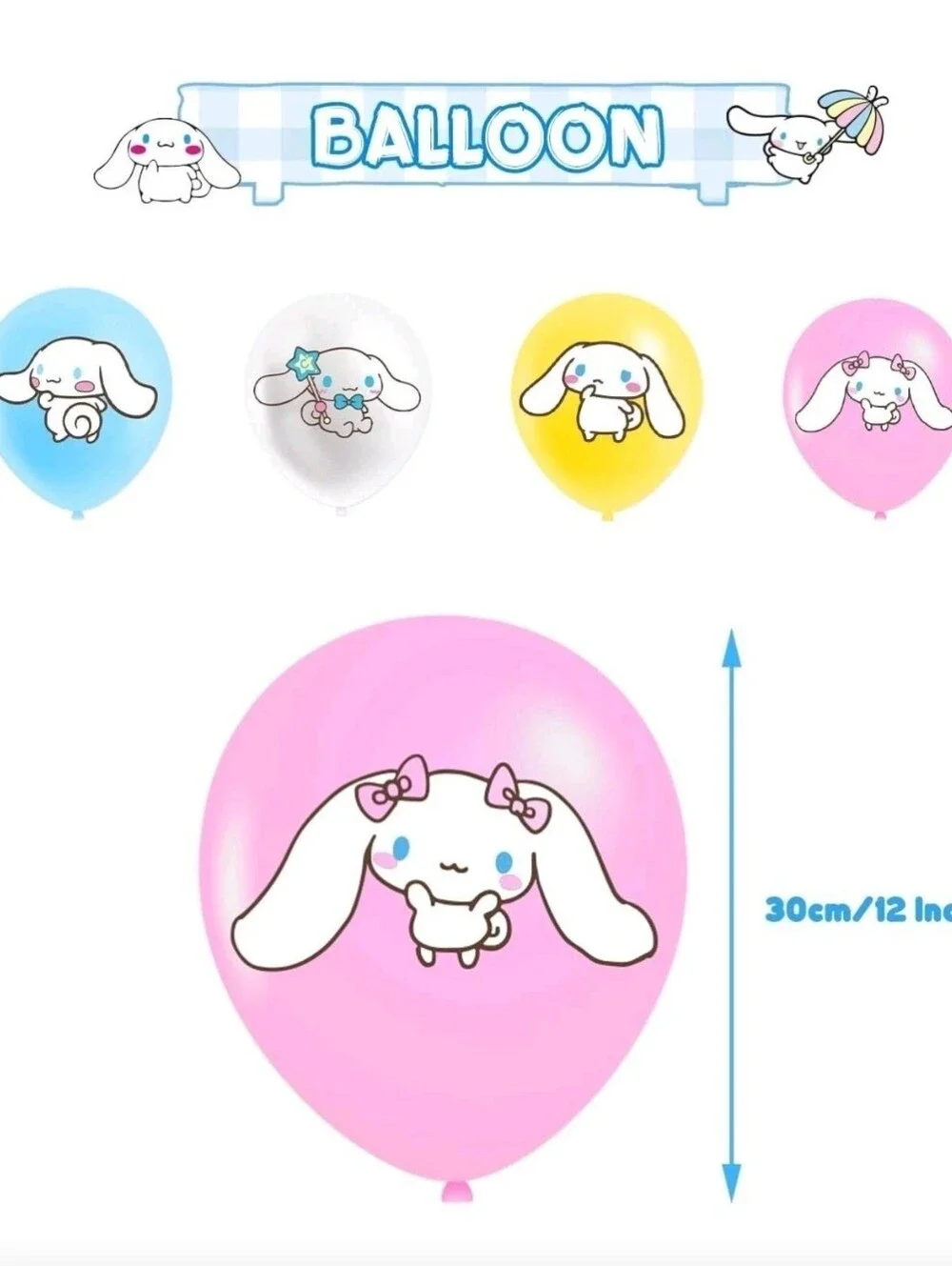 Sanrio Cinnamoroll Pastel Party Banner & Balloon Set - Pink Blue Yellow